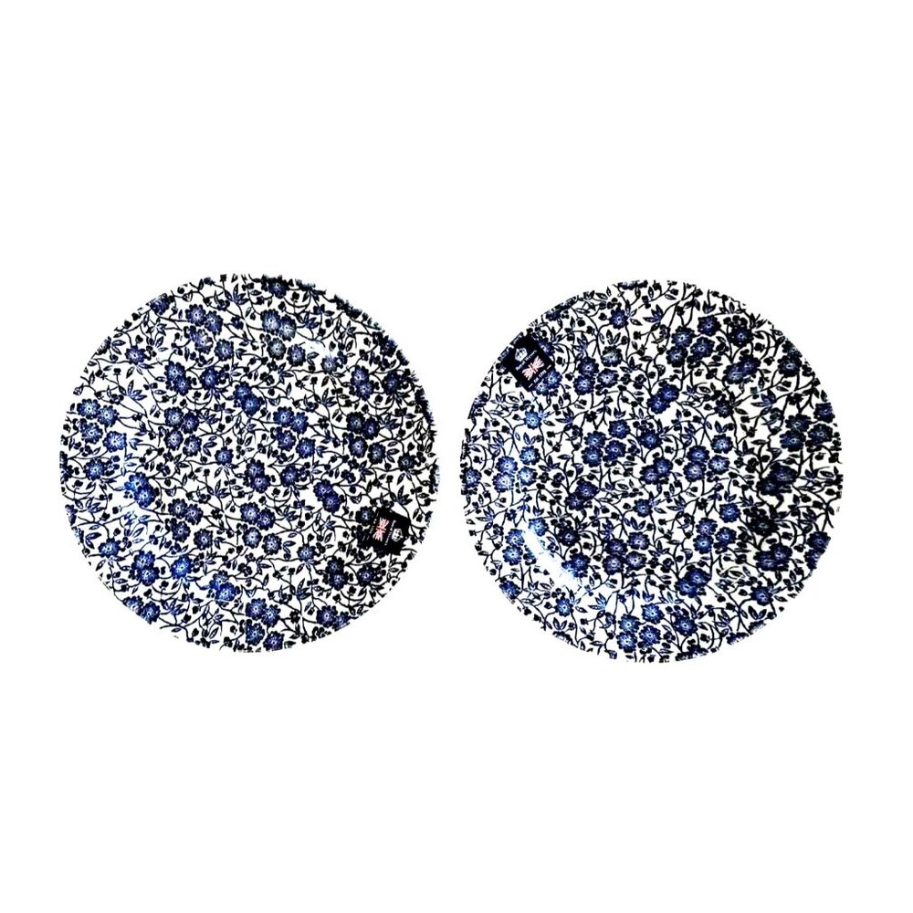 2 ROYAL WESSEX Calico White Blue Dinner Plates 10"  New